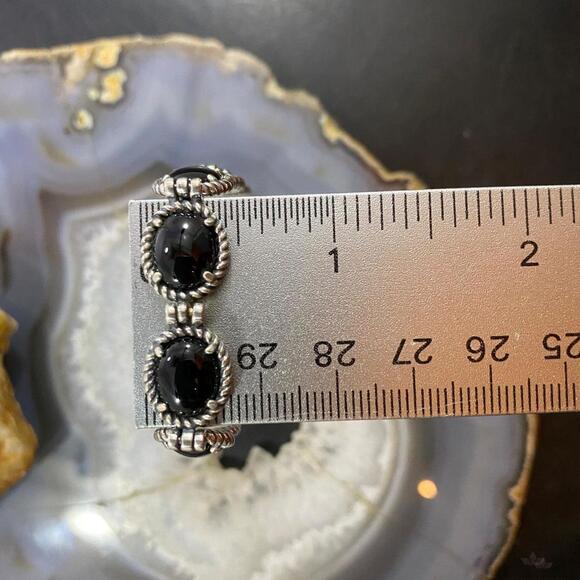 Carolyn Pollack Sterling Silver 9 Oval Onyx Reversible Link Bracelet For Women - Picture 9 of 10